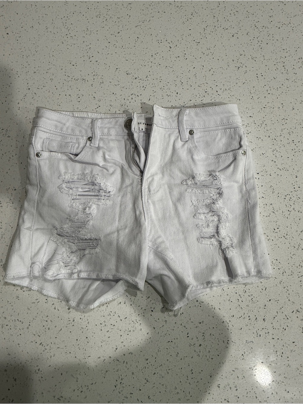 Almost Famous White Denim Shorts with Label Detail